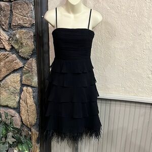 BCBG Adorable Black Tiered Ruffle Cocktail Dress
